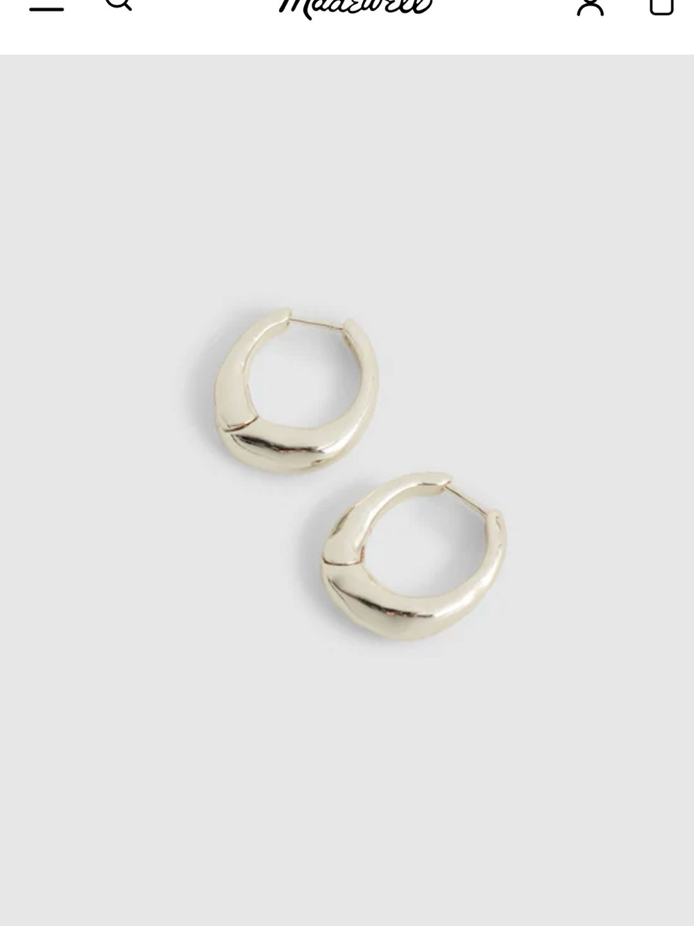 Madewell NWT Shiny silver Hammered Puffy Small Hoop Earrings NZ895